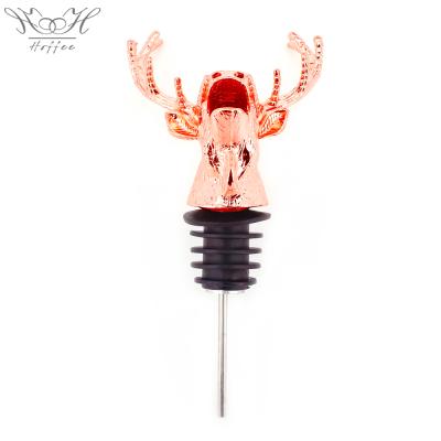 China Viable Unique Wine Bottle Stoppers Zinc Alloy Deer Buck Wine Pourer Head Wine Aerators for sale