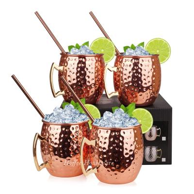 China Sustainable Bestsellers Amazon 550ml Copper Cocktail Bar Mugs 18.5oz Stainless Steel Drinking Mug Beer Moscow Mule Hammered Mug for sale