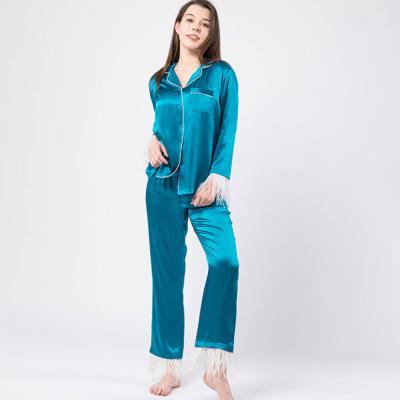 China Chinese Factory Party Women's Feather-Balanced High Quality Silk Pajamas QUICK DRY for sale