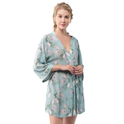 China Wholesale Slimy Belted Copy QUICK DRY Woman 2021 Women's Kimono Flower Robes Long Robes for sale