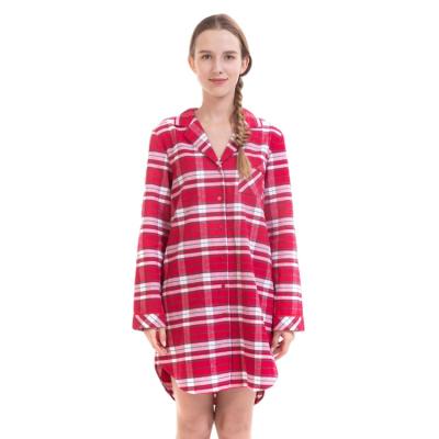 China Comfortable 100% Cotton Sleepwear Women Women Sleepwear Robe Soft Warm Thick Flannel Plaid Sleepwear QUICK DRY for sale