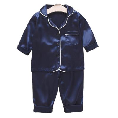 China Wholesale QUICK DRY Children Girls Kids Boys Sleepwear Plain OEM Blue 2 Piece Set Baby Pajamas for sale