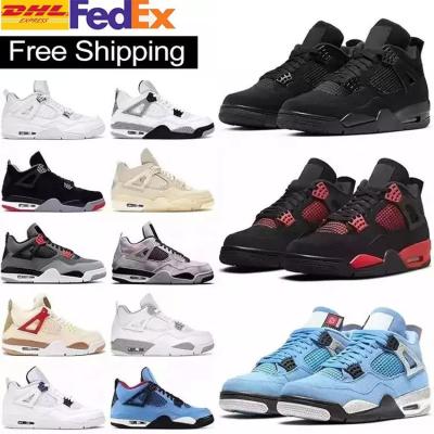 China Shocking Men's Thunder 4s Basketball Shoes 4 Retro High OG Women's College Oreo High Quality Blue Sail Sneakers Lightning Red Mens for sale