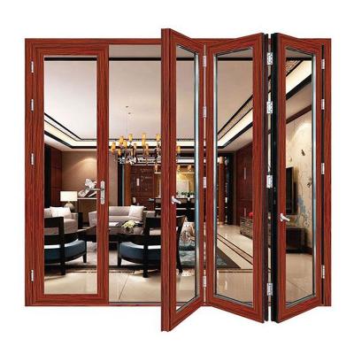 China High Performance Waterproof Aluminum Folding Doors Folding Interior Lowes Bi Fold Sreen Glass Door For Living Room for sale