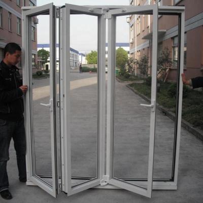 China Waterproof White Glass Aluminum Profile Industrial Folding Door for sale