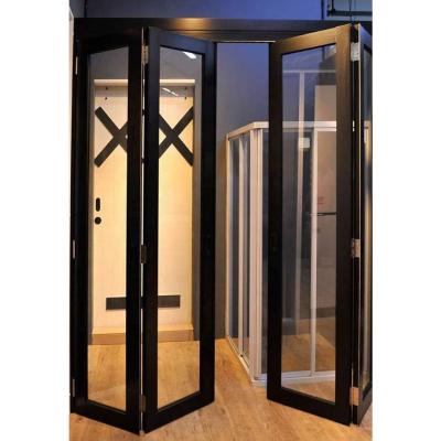 China Small Black Aluminum Bifold Folding Accordion Door Waterproof for sale