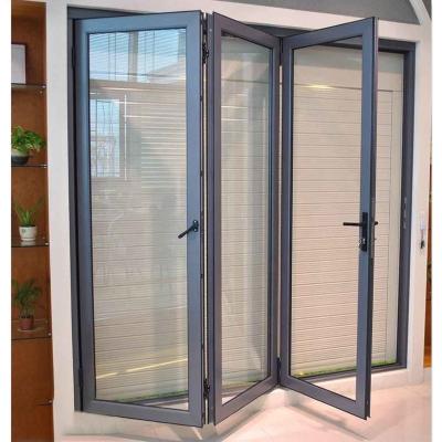 China Lowes Patio Folding Door Waterproof Glass Interior Triple Pane for sale