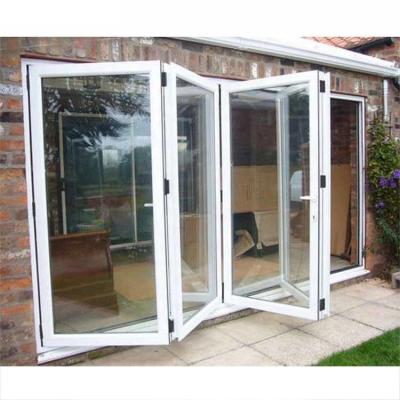 China Patio Folding Door Waterproof Glass White Aluminum Bifold Doors for sale