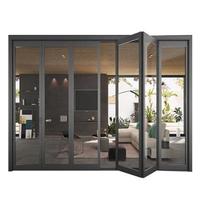 China Custom Waterproof Double Tempered Glass Laminated Bi Fold Door Interior Bifolding Sliding Door for sale