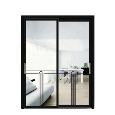 China Waterproof in China aluminum alloy black aluminum sliding door exterior double glass doors with frames narrow sliding door for home for sale