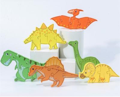 China Toy Wooden Puzzles Children Cartoon Animal Dinosaur Cartoon Puzzle Baby Early Education and Intellectual Building Block Toys for sale