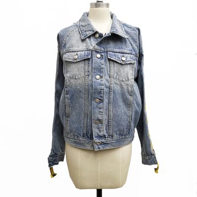 China 2021 Fashion Women's Jackets Autumn Special Design Good Quality 100% Cotton Ribbon Decoration Denim Pique Jacket With Classic Collar for sale