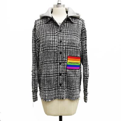 China 2021 Autumn Gray Checked Jacket Sustainable Polyester Apparel 100% Quilted Jacket For Women for sale