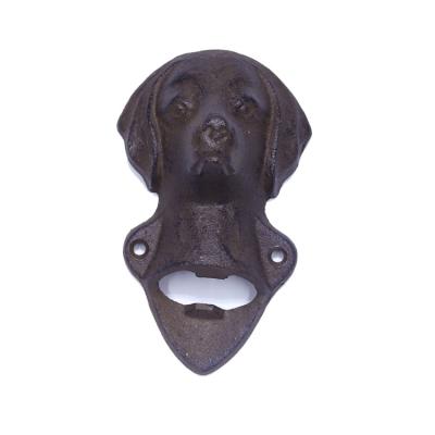 China Cast Iron Rustic Antique Style Dog Head Bottle Opener Animal Wall Decoration for sale