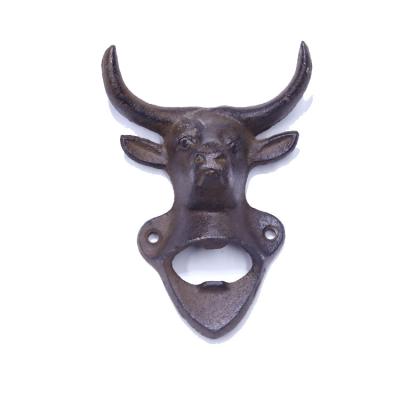 China Buffalo Traditional Cow Wall Hanging Iron Bottle Opener Head Decor for Home Office for sale