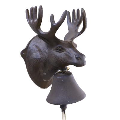 China Rustic Cast Iron Metal Christmas Deer Ring Waterproof Door Bell + Wall Mounted Black Deco for sale