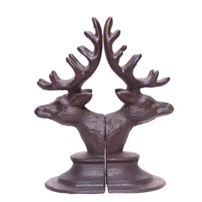 China Garden Restaurant Villa Workmanship Cast Iron Black Dish Decoration Home Item + Christmas Indoor Home Deer Decorative Metal Bookends Bookends for sale