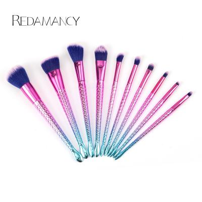 China Amazon Best Selling Silky Soft Mermaid 10Pcs Makeup Brush Private Label Hair Beauty Tools Synthetic Makeup Brush for sale