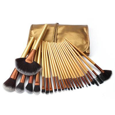 China Angular Blush Gold Luxury Bling 24pcs Professional Make Up Brushes Vegan Synthetic Hair Makeup Brush Set for sale