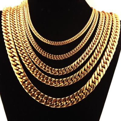 China Wholesale New Cuban Link PVD 18K Real Heavy Gold Hip Hop Chain Necklace ADELANTE AS220010 for sale