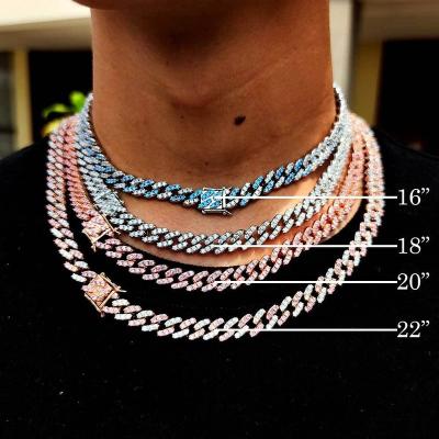 China ADELANTE Hip Hop Jewelry Iced Out Cuban Link CZ Diamond Cuban Link Fork Chain Necklace for sale