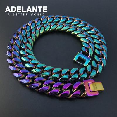 China ADELANTE Stainless Steel AS220021 Cuban Link Wholesale Fashionable Colorful Chain Necklace for sale