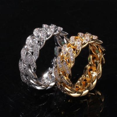 China Wholesale Hiphop ADELANTE AR210031 18K Gold Plated AAA Copper Zircon Cuban Chain Ring for sale