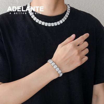 China ADELANTE AS220035 Hip Hop Choker Necklace Jewelry Alloy Iced Out Lab Diamond Clustered Tennis Chain for sale