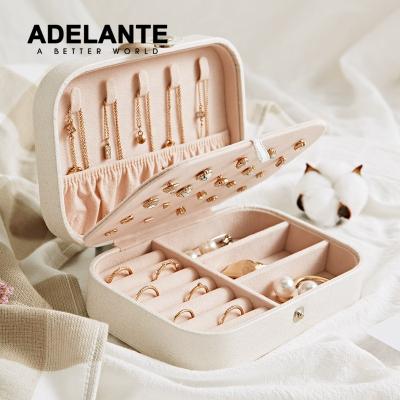 China Wholesale Jewelery Packaging ADELANTE AP210010 Custom Printed Logo Travel Leather Jewelry Storage Packaging Box Box For Women for sale