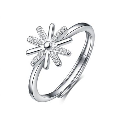 China FASHIONABLE ADELANTE South Korea Korean Temperament Inlaid Zircon Girl S990 Sterling Silver Sunflower Ring for sale