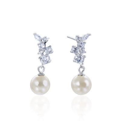 China ADELANTE FASHIONABLE New Design For Multi Scenes 925 Silver Pearl Zircon Women Drop Earrings for sale