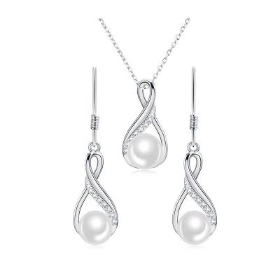 China FASHIONABLE ADELANTE AS210063 925 Sterling Silver and Freshwater Pearl Necklace Earring Jewelry Sets for Women for sale