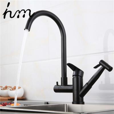 China 360 Degrees Other Adjustable Pull Out Head 304SS Matte Black Taps Modern Kitchen Faucet With Sprayer for sale