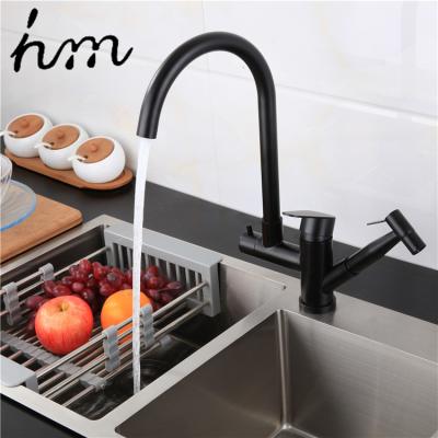 China Other 360 304 Stainless Steel Kitchen Mixer Rotating Black Faucet Pull Out Sprayer Kitchen Faucet for sale