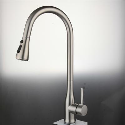 China Other Brushed Finish 304 Stainless Steel Brass Faucet Pull Down Sprayer Kitchen Water Faucet for sale