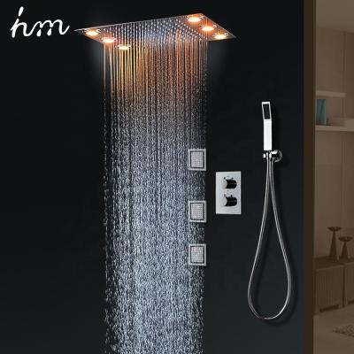 China With Slide Bar S.M. Thermostatic High Flow Shower Valve SUS 304 Modern Square Led Head Shower Head Sets for sale