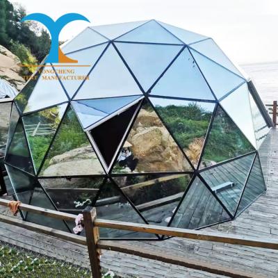 China Diagonal tie type glass dome tent factory promotion dome tent glass house igloo glass dome house for sale