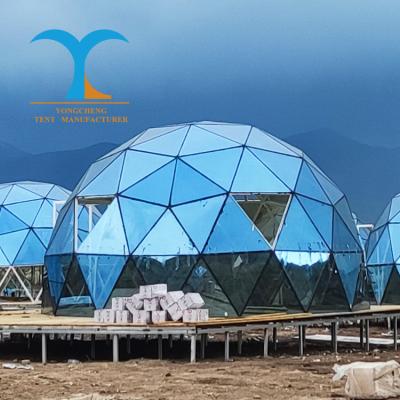 China Camouflage play camping outdoor resort tent lodge hotel/glamping field glass tents 4 season color glass igloo dome tent prefab lodges custom made for sale