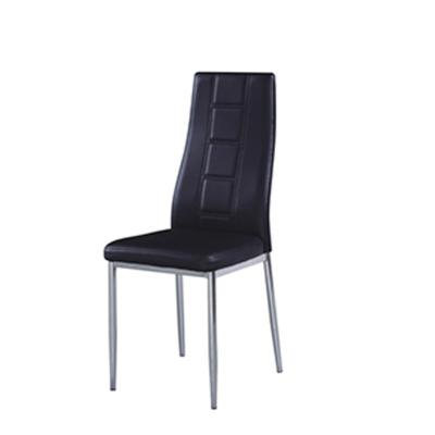 China Morden Free Sample Modern Design Cheap Dining Room Furniture Hot Sale Metal Leg Black PVC Upholstered Dining Chair for sale