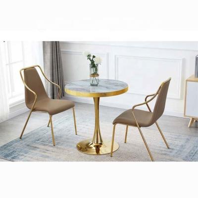 China Modern Nordic Dining Room Furniture Morden Style Marble Top Gold Dining Table Set With Metal Legs for sale