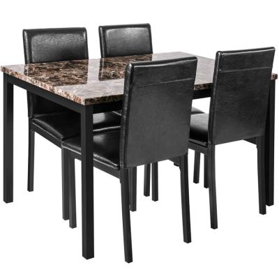 China Cheap Morden Dining Room Furniture Modern Rectangular Glass Top Table Dining Table Set With 4 Chair for sale