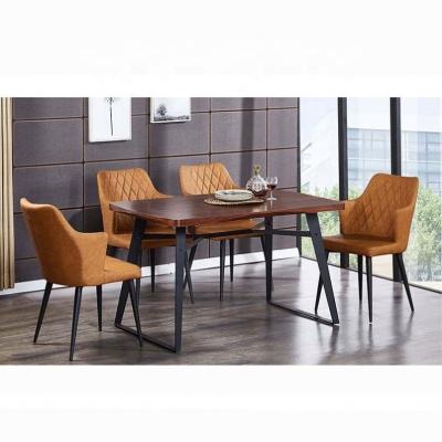 China Cheap Classic Morden Dining Room Furniture MDF Luxury PU Leather Wooden Seat Dining Set With 4 Chair for sale