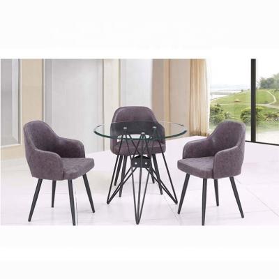 China Morden Sell Best Home Furniture General Use PU Leather Dining Chair Dining Table Set With Glass Top for sale