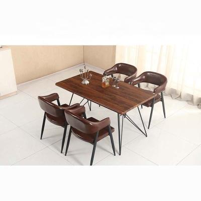 China Hot Selling Morden Dining Room Furniture Luxury Style Wood Rectangle Chair Dining Set With Jet Black Legs for sale