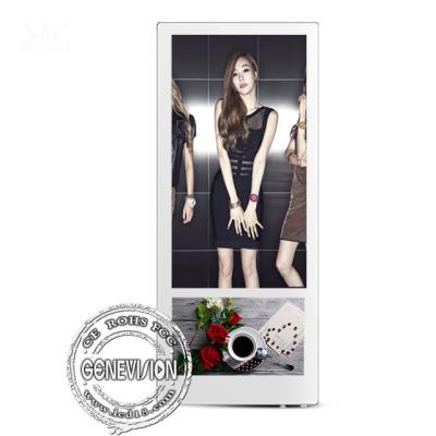 China Wall Mount 18.5''+10.1'' LCD Display Metal Case Toughened Glass Android Advertising Player for sale