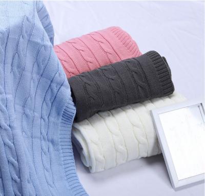 China Wearable Newborn 100% Pure Cotton Knit Baby Blanket Toddler Neutral Organic Crochet Knitted Baby Blanket for sale