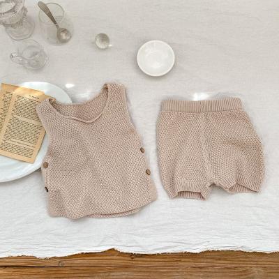 China Custom Anti-Shrink Knitted Top Style Slim Vest Shorts Set For Baby Organic Cotton for sale