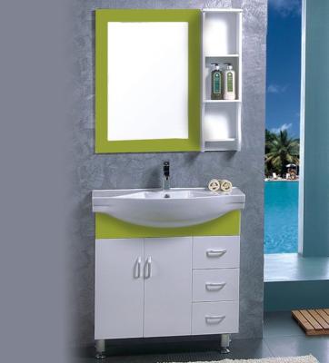 China Eco-friendly Green Color PVC Bathroom Vanity Cabinet For Wholesale for sale