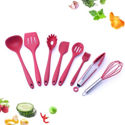 China High Quality Sustainable OEM 8pcs Silicone Kitchen Accessories Utensils Cook Tool Set with Flexible Spatula Set for sale