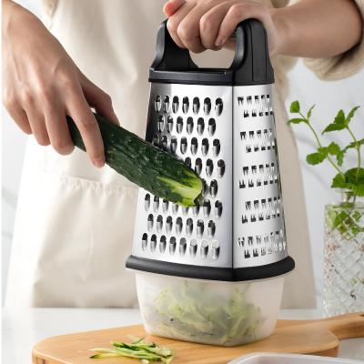 China Viable Box Professional Kitchen Grater Stainless Steel With 4 Sides For Parmesan Vegetables Ginger for sale